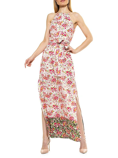 Shop Alexia Admor Floral-print Halterneck Midi Dress