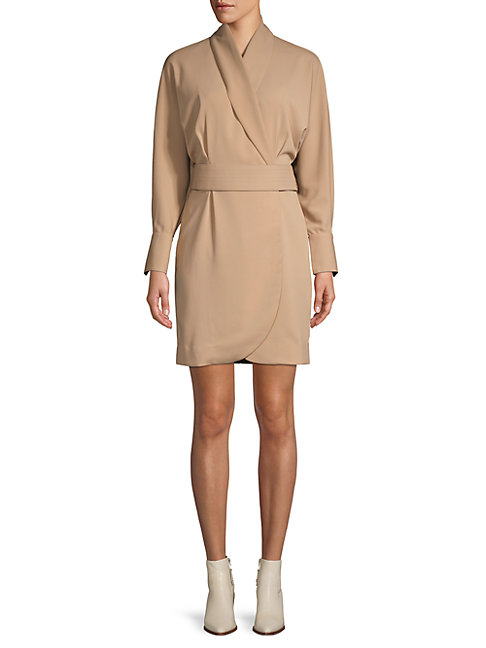 belted wrap mini dress