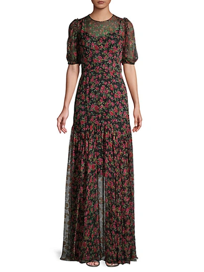 Shop Dolce & Gabbana Moody Floral-print Silk Maxi Dress