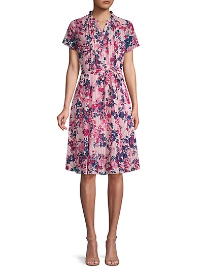 Shop Nanette Lepore Floral-print Pintuck Dress
