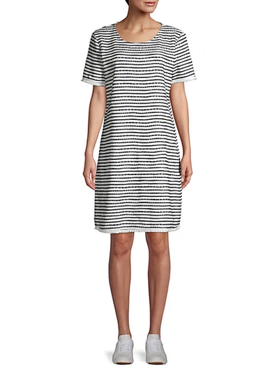 Shop Saks Fifth Avenue Textured Stripe Shift Dress