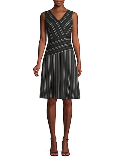 Shop Donna Karan Striped V-neck Dress