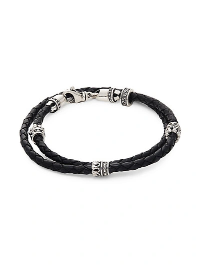 Shop King Baby Studio Sterling Silver & Braided Leather Double-wrap Bracelet