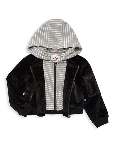 Shop Appaman Little Girl's & Girl's Phoebe Hooded Velvet Moto Jacket