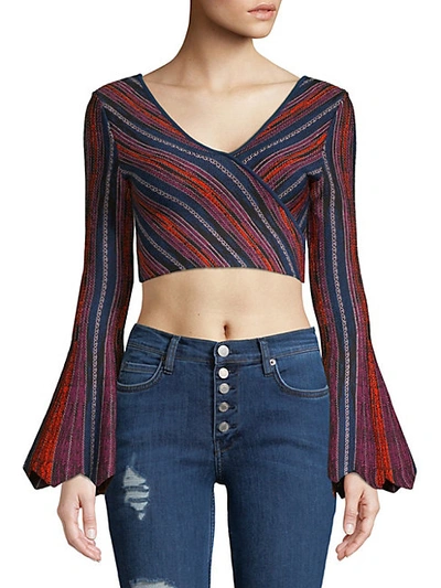 Shop Ronny Kobo Mantha Bell-sleeve Cropped Top