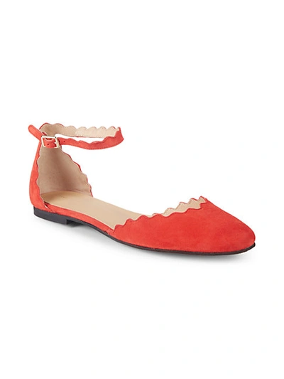 Shop Saks Fifth Avenue Scalloped Suede Flats