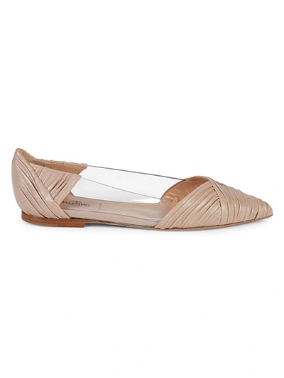 Shop Valentino Textured Point-toe Ballet Flats