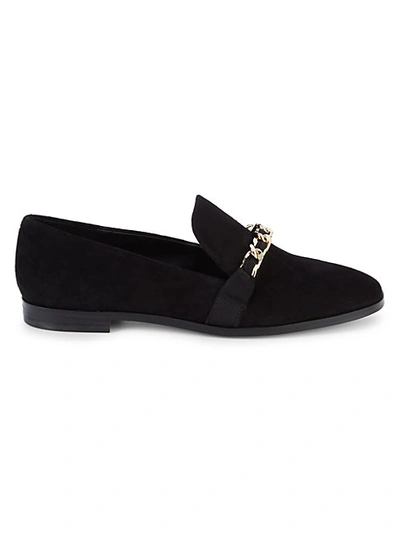 Shop Karl Lagerfeld Luella Chain Embellished Suede Loafers