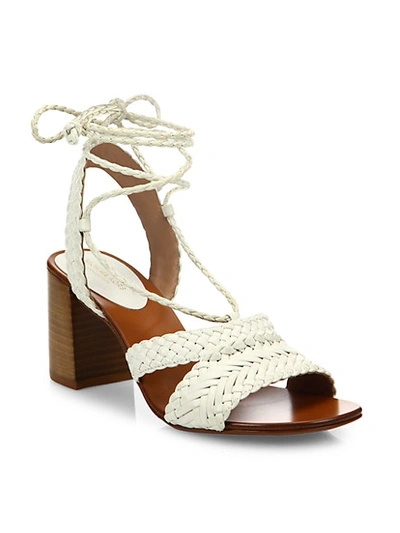 Shop Michael Kors Lawson Ankle-wrap Woven Leather Sandals