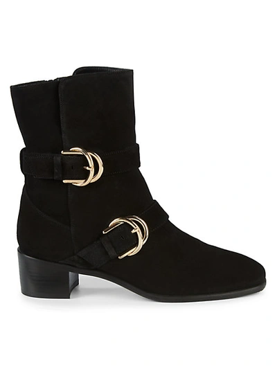 Shop Stuart Weitzman Britain Suede Stack-heel Booties