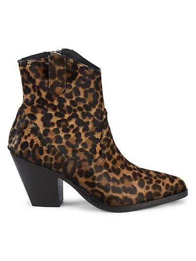 Shop Allsaints Rolene Leopard Calf-hair Booties