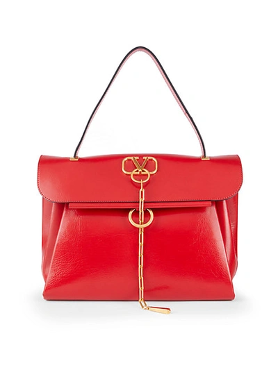 Shop Valentino Vchain Leather Top Handle Bag