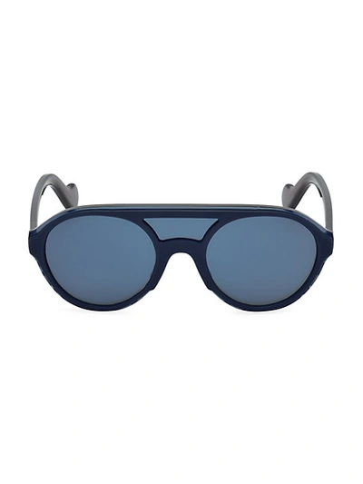 Shop Moncler 51mm Injected Double Bridge Round Sunglasses