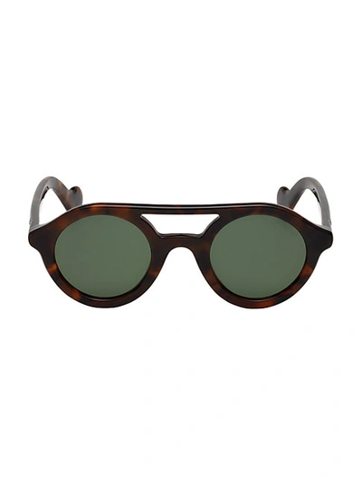 Shop Moncler 47mm Double Bridge Round Sunglasses