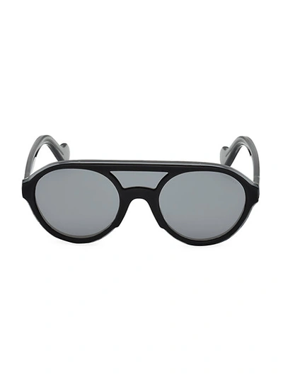Shop Moncler 51mm Injected Double Bridge Round Sunglasses
