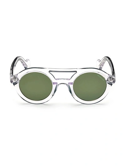 Shop Moncler 44mm Double Bridge Round Sunglasses