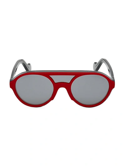 Shop Moncler 51mm Injected Double Bridge Round Sunglasses
