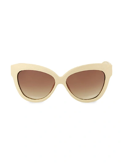 Shop Linda Farrow 60mm Leather-wrapped Cat Eye Sunglasses