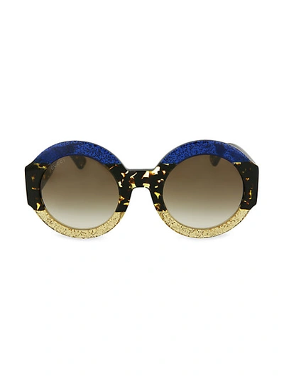 Shop Gucci 51mm Tricolor Round Sunglasses