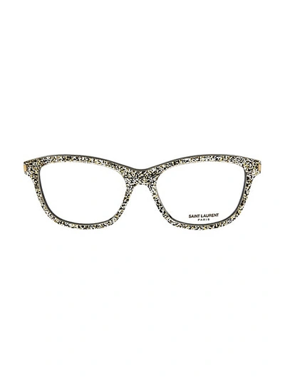 Shop Saint Laurent Core 52mm Glitter Rectangular Optical Glasses