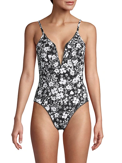 Shop Avec Les Filles Floral-print One-piece Swimsuit