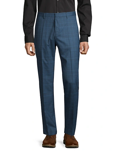 Shop Hugo Boss Plaid-print Wool Dress Pants