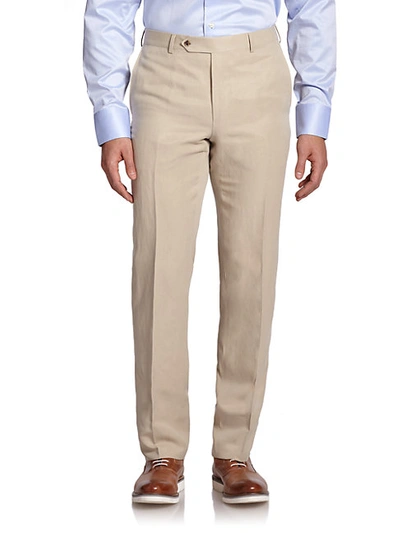 Shop Saks Fifth Avenue Collection By Samuelsohn Classic-fit Linen & Silk Trousers