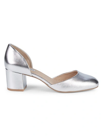 Shop Saks Fifth Avenue Camila Metallic Leather Block Heel Ballerina Pumps