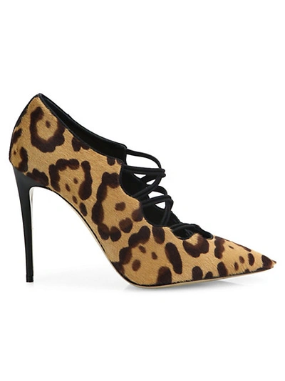 Shop Valentino Mighty Crisscross Leopard Print Calf Hair Pumps