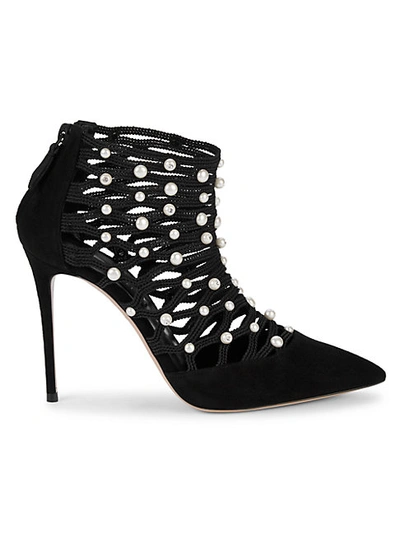 Shop Casadei Embellished Leather Booties