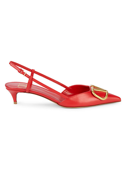 red kitten heel slingback shoes