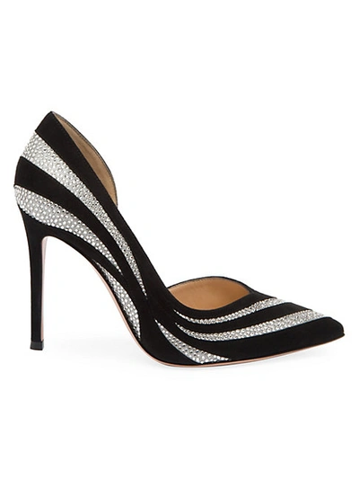 Shop Gianvito Rossi Glitter Stripe Suede & Silk Pumps