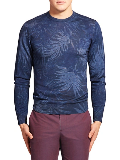 Shop Etro Leaf Print Wool-blend Sweater