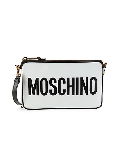 Shop Moschino Logo Leather Crossbody Bag