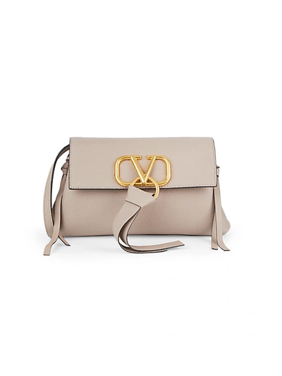 Shop Valentino Logo Pebbled Leather Crossbody Bag