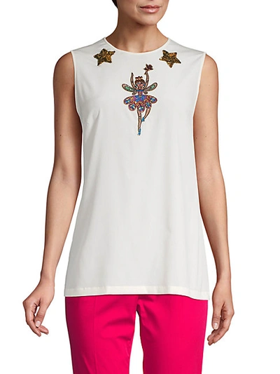 Shop Dolce & Gabbana Embellished Fairy Sleeveless Silk Top