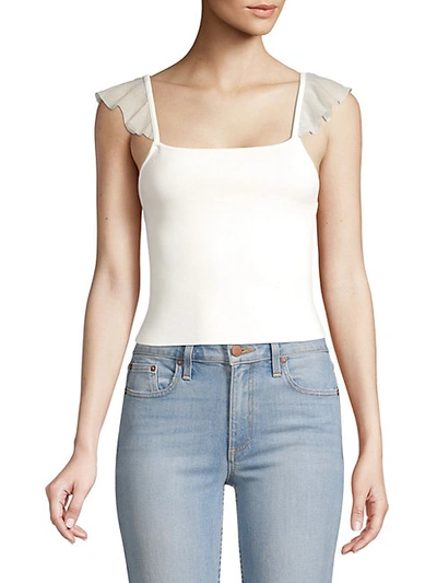 Shop Alice And Olivia Marg Ruffle-strap Crop Top