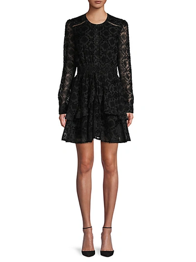 Shop Allison New York Ruffle-trimmed Velvet Mini Dress