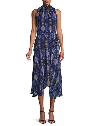 Shop Calvin Klein Snakeskin-print Belted Midi Dress