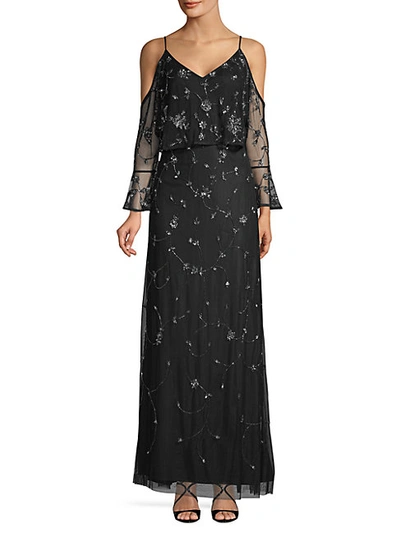 Shop Adrianna Papell Beaded Cold Shoulder Gown