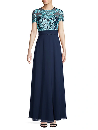 Shop Js Collections Embroidered Illusion Flare Gown