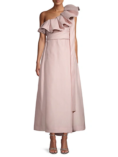 Shop Valentino Ruffled Bow-tie Silk Gown