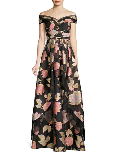 Shop Aidan Mattox Off-the-shoulder Floral Ball Gown