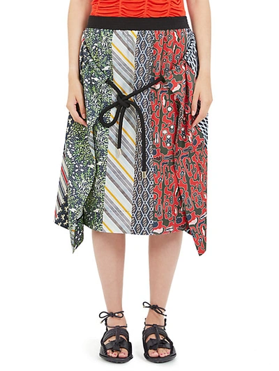Shop Carven Silk Multi-print Skirt