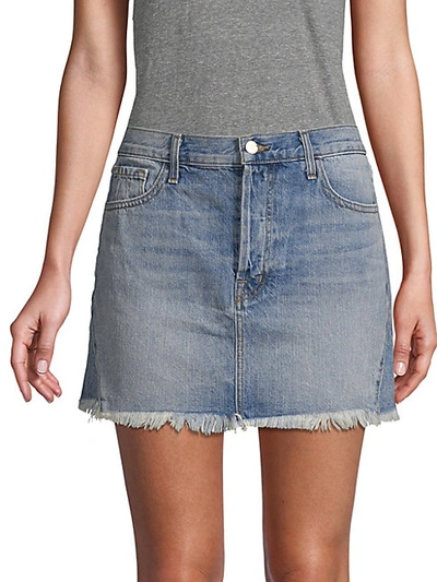 Shop J Brand Bonny Mid-rise Frayed Hem Denim Mini Skirt