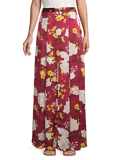 Shop Alice And Olivia Athena Silk Floral Godet Long Skirt