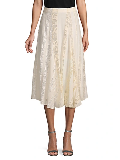 Shop Chloé Lace-trim Silk Skirt