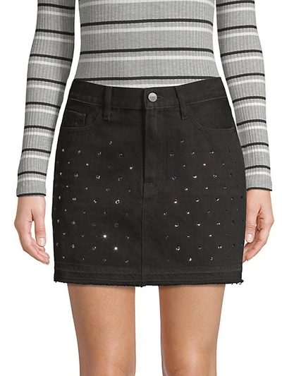 Shop Frame Le Mini Embellished Denim Skirt