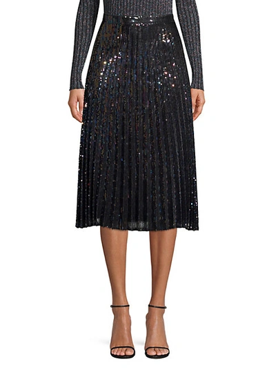 Shop Parker Citrine Iridescent Sequin Pleated Skirt