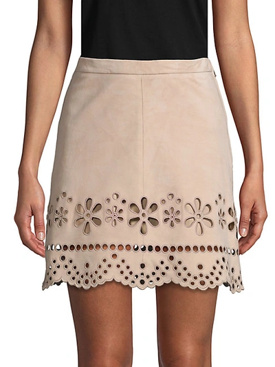 Shop Red Valentino Laser-cut Suede Mini Skirt
